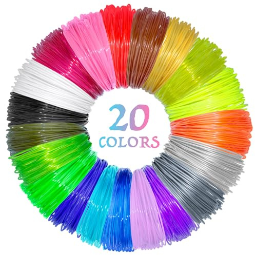 Vomika PLA-Filament-Nachfüllpackungen, 20 Farben, 1,75 mm, Premium-Druck-Filament für 3D-Drucker/3D-Stift, jede Farbe, insgesamt 97,5 m, mit 2 Fingerkappen von Vomika (20)