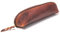 Anders Leder Federmäppchen Stifteetui Lederetui mit Reißverschluss (Hellbraun-Oval)