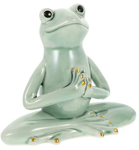 ORFOFE Yoga Frosch Tee Haustier Keramik Handwerk Frosch Figurine Desktop Frosch Statue Für Hause