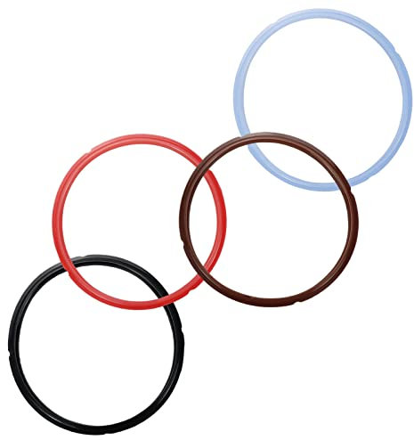 MY MIRONEY 4PCS Silicone Sealing Rings 4 Colors Silicone Gasket Seal Rings Replacement Parts for 5/6qt Instant Pot Pressure Cooker - Red, Brown, Black, Light Blue