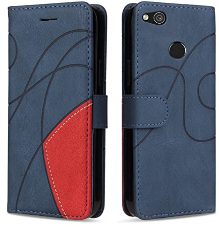 KKEIKO Funda para Huawei P8 Lite 2017 / P9 Lite 2017 / Honor 8 Lite, Billetera Carcasa de PU Cuero, Anti Golpes Magnético Funda con Stand Function para Huawei P8 Lite 2017 / Honor 8 Lite, Azul