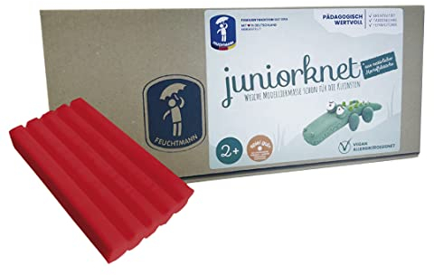 Feuchtmann 628.0406-4 - JUNIORKNET, geschmeidige Knete für die kleinsten, Rot, 5 Blöcke zu je 100g, leicht formbar zum Gestalten, Spielen und Modellieren