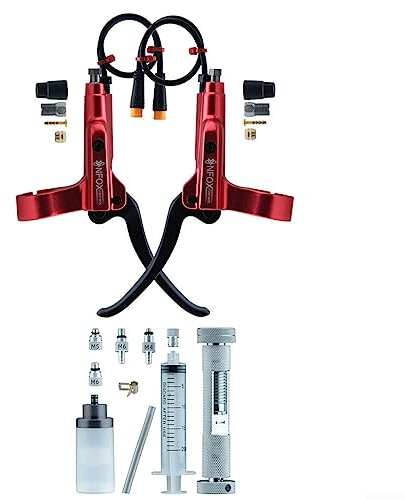 ZYWUOY Elektrofahrrad-Bremsgriff, 3-polig, für E-Bike, Bafang, Hallmotor, hydraulische Bremse, rote Barke mit 10 Werkzeugen