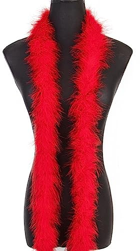 wangruida 2 Yards 20 g Rot, Flauschige Marabu-Federboa für DIY Craft Sewing Trim Home Hochzeit Party Weihnachtsdekoration