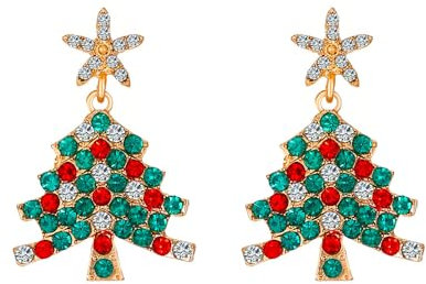 TOFBS Weihnachtliche Ohrringe aus Gold mit Swarovski-Kristallen – Festlicher Schmuck für Damen Perfekt für Weihnachtsfeiern und Festliche Anlässe