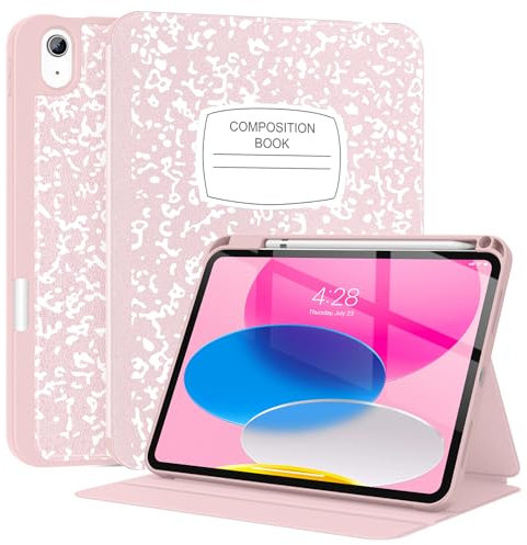 Supveco Custodia per iPad di 10a generazione da 10,9 pollici 2022 con portamatite [supporta Apple Pencil 1a generazione + auto wake/sleep], custodia a libro di alta qualità con supporto e cover