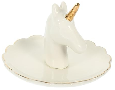 Schmucktablett, multifunktionaler Ringhalter, Keramik-Ringplatte, Porzellan-Ringschale, Schmuckteller, Vitrine, Schreibtischdekoration, Einhorn-, Ringhalter, Kaninchen, Vitrine,