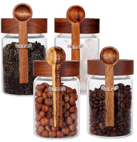 SAIOOL Loose Leaf Tea Storage Canister Set, 4 Pieces, 16 OZ