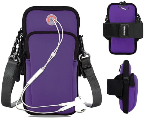 MOVOYEE Phone Holder for Running Armband,Cell Phone Crossbody Bags for Women Kids,iPhone 11 12 13 14 15 16e 16 17 Pro Max Xs Xr X Plus Mini Galaxy Ultra S26 S24 Note Key Pouch Workout Sports Arm Band
