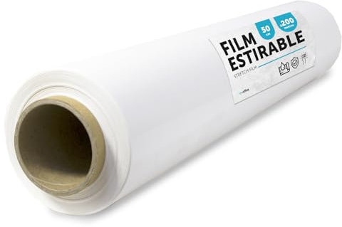 M-Office Lot de 1 film étirable en plastique blanc pour emballages de déménagement, protection des meubles et expéditions 50 cm x 200 m