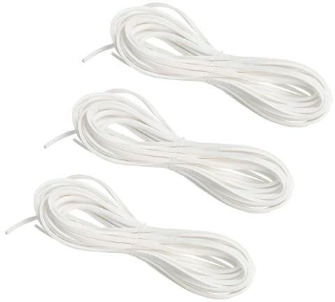 PATIKIL Cordon en Daim Faux, 3 Rouleaux 3mm x 5m Cordons en Cuir Suède Bandes Plates de Ruban Plat Souple en Simili Cuir pour Collier DIY Bracelet Perles, Blanc (Total 15 Mètres)