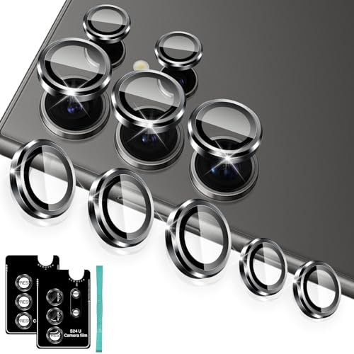 Aerku Kameraschutz für Samsung Galaxy S24 Ultra 5G für Panzerglas, HD Klar Kratzfestes Kamera Schutz, 9H HD Aluminiumrand Kamera Schutzfolie Anti-Kratz Schutzglas für Alle Handyhülle, Schwarz