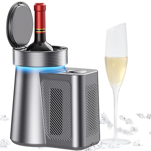ExoticaBlend Electric Wine Chiller, Single Bottle Wine Cooler in Stainless Steel, 750ml Wine Bottle Chiller, Rapid Beverage, Champagne, Drink Chiller, Gifts for the Wine Lover, Wine Coolers