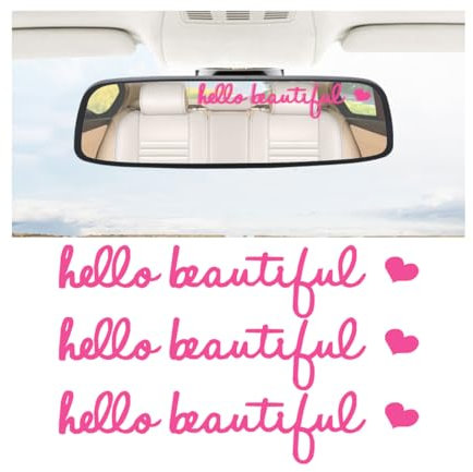 CGEAMDY 3 Stück Aufkleber Auto, Aufkleber Text Sticker Fürs Auto Und Motorrad, Hello Beautiful Auto Aufkleber Sprüche, Autoaufkleber Dekoration Für Fahrzeuge Laptops Glas Motorrad(Rosarot)