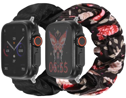 Bracelet chouchou pour iWatch Series 9 8 7 6 5 4 3 2 1 SE Bracelets élastiques réglables compatibles avec Apple Watch 42 mm, 44 mm, 45 mm, 42mm/44mm/45mm M