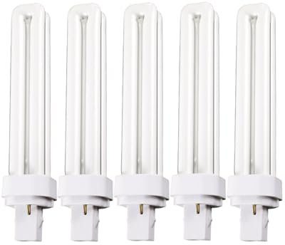 MDLITIN 26W CFL 2 Pin Compact Fluorescent Light, 26W PLC Tube Bulbs 1600LM, Energy Saving G24d-3 Compact Fluorescent Lamp, CFL Light Bulbs 6500K Cool White, Double Turn 2U Tube Pack of 5