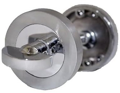 Premium Chrome/Satin Nickel Privacy Thumb Turn Lock, Satin Chrome Finish, Easy-Fit Bathroom Door Lock Set, Interior/Toilet Door Hardware