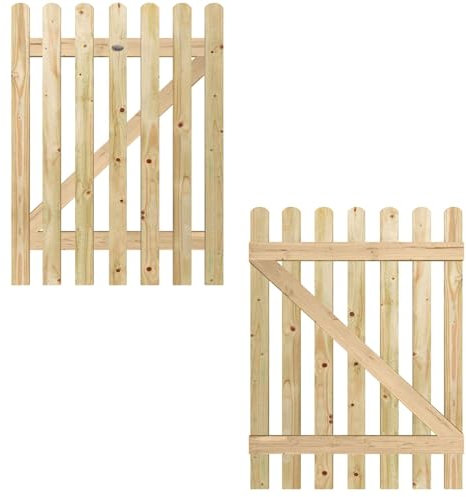 Rounded Wicket Picket Garden Wood Timber Gate Height: 4ft (120cm/1200mm) x Width: 3ft (90cm/900mm) Palisade Pathway Pedestrian Smooth Planed Pressure Treated without any hinge packs.