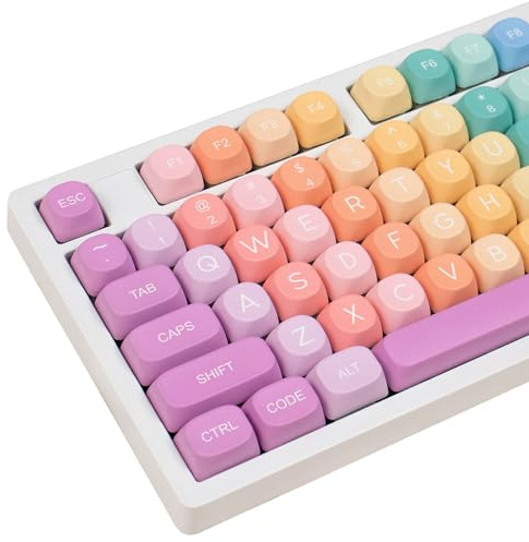 Rainbow MOA-Profil-Tastenkappen, 126 Tasten, süßes | Bunte Farbstoffsublimationstastenkappe für mechanische Tastaturen von Cherry Gateron MX Swithes