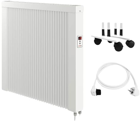 eVARMO Flächenspeicherheizung Mobile areo direct 1300 Watt - simples Thermostat - mit Laufrollen und Winkelstecker - Appsteuerung ohne Zusatzhardware möglich