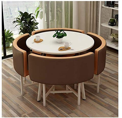 Modernes Bürotisch- und Stuhl-Set für Business-Esszimmer, einfaches und stabiles Design, mit rundem Tisch für Balkon oder Wohnzimmer, Esszimmer
