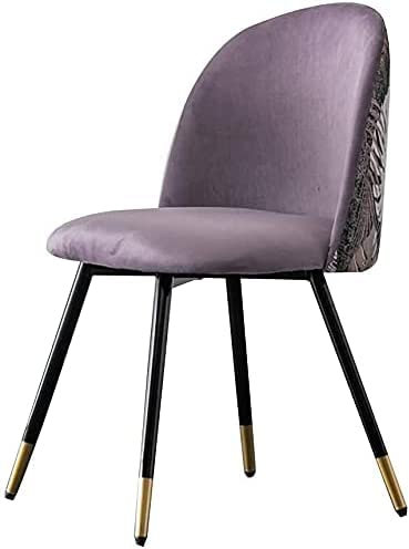 Moderne Esszimmerstühle aus Flanell mit Stickerei und Metallbeinen, Violett