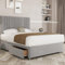 THE BED VILLAGE YORKSHIRE Ripon with Footboard Single (3ft) Divan Bed with Mattress, Headboard, & 2 Drawers | Silver Grey Plush Fabric | Premium British Timber | Sustainable Handcrafted Design