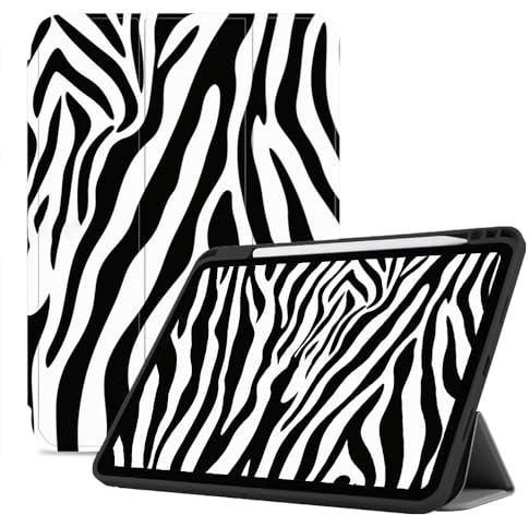 Custodia Per Ipad Air 3 (10,5Pollici 2019) Con Portapenne, Cover Sottile A Tre Ante Per Tablet Con Accensione/Spegnimento Automatici, Texture Della Pelle Di Zebra