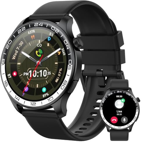 Mens Smart Watch Answer/Make Calls, 40mm AMOLED Smart watch for Men, IP68 Waterproof and 110+ Sport Modes Fitness Watch with Heart Rate/Sleep/SpO2 Monitor, Smartwatch for Android iOS Phones compatible