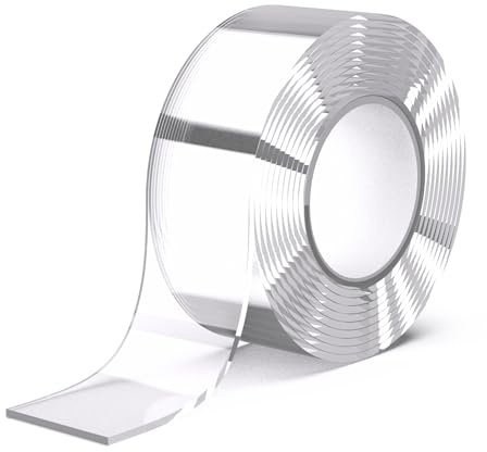 8 METER EXTRA STARKE TRANSPARENTE DOPPELSEITIGE KLEBEBAND – DOPPELSEITIGES MONTAGEBAND FÜR INNEN- UND AUSSENBEREICH, WASSERFEST, RÜCKSTANDSFREI ENTFERNBAR, IDEAL FÜR WÄNDE UND FLIESEN (0,8 MM X 2 CM)
