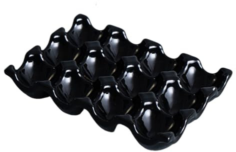 Porte-œufs en céramique, 12 tasses plateaux d'oeufs en céramique résistants à la chaleur, plateau de rangement décoratif facile à nettoyer pour réfrigérateur de cuisine comptoir, support