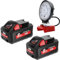 2X 18V 8.0Ah/8000mAh Ersatzakku für Milwaukee M18 Akku + LED Akku Lampe für Milwaukee M18B 48-11-1840 48-11-1828 48-11-1820 48-11-1815 48-11-1850