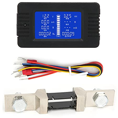 Batterie Monitor Messgerät, PZEM-015 Multifunktionales Batteriemessgerät Strom und Spannungsmessung Leistung Energieverbrauch Kapazitätstester mit 200A Shunt