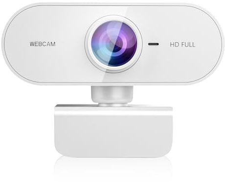 FWV Webcam HD 1080p pour PC, webcam avec microphone, suppression du bruit, objectif grand angle, correction automatique de la lumière, webcam USB Plug & Play pour ordinateur portable, bureau, PC, Mac