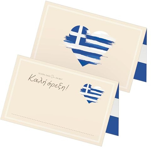 itenga 48x Tischkarten Platzkarten GRIECHENLAND | Motiv mit griechischer Flagge