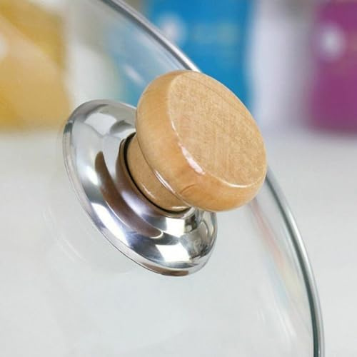 Set of 4 Wooden Knobs for Saucepan Lids, Heat Resistant and Easy to Replace Kitchen Accessory