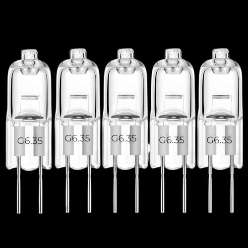 G 6,35 Halogenlampen 12V 24V 220V 110V 20W 30W 50W 70W 100W 150W 200W 3000K Warmes Licht, GY 6,35 Halogenlampe Geeignet für Kronleuchter Projektor Pin Schatten lose Glühbirnen (5 Stück/12V-100W)