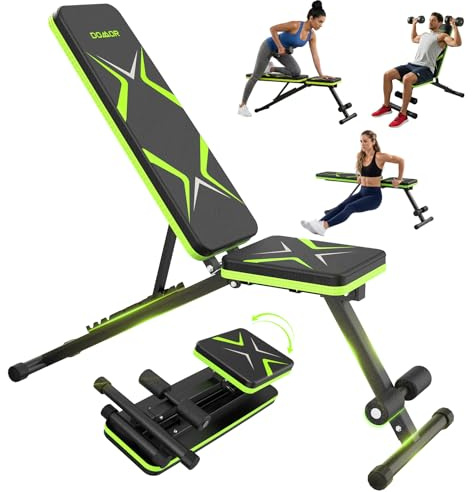 Hantelbank Klappbar Verstellbar, Multifunktions Trainingsbank Schrägbank für Ganzkörper-workout, 7 in 1 Fitnessbank für zu Hause oder im Fitnessstudio