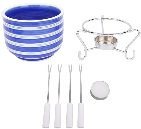 Käsefondue-Party-Set, handbedrucktes Keramik-Fondue-Set für Familientreffen und Partys