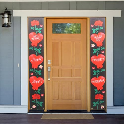 VALICLUD Valentinstag Türbanner aus Polyestermaterial 30X180cm Wetterfestes Veranda Banner für Innen und Außen Hängende Deko für Haustür und Fenster