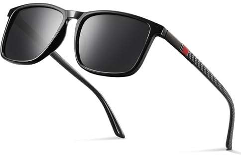 Occhsouo Polarisiert Sonnenbrille Herren - Damen UV400 Schutz Sunglasses Men Women TR90 Ultraleichte Rahmen Schwarz CAT 3 CE Retro Sport Polarisierte Sonnenbrillen für Angeln, Fishing, Fahren, Ski