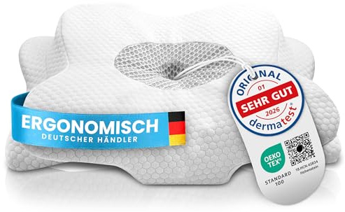 Gentle North Ergonomisches Nackenkissen aus hochwertigem Memory Schaum - Nackenkissen - Kopfkissen für Seiten-, Rücken- & Bauchschläfer - waschbarer Bezug bei 40°C
