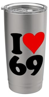 ICH LIEBE HERZ 69 NEUNUNDSECHZIG Doppelwandiger Edelstahl-Thermobecher