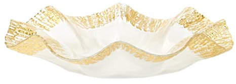 Vietri Rufolo - Piatto da portata in vetro dal design elegante di lusso, vassoio decorativo Made in Italy, 33 cm, colore: oro