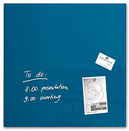 SIGEL GL252 Premium Glas-Magnettafel 48 x 48 cm petrol-blau hochglänzend, SGS geprüft, einfache Montage, incl. 3 Magnete, Artverum