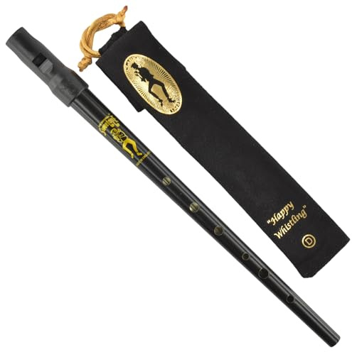 Clarke Sweetone D Traditional Irish Tin Penny Whistle & Soft Black Whistle Pouch (Black)