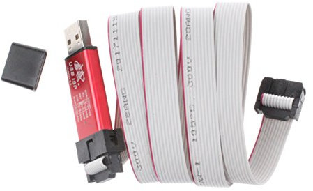 NOYITO USB ASP ISP AVR Programmer Downloader für ATMEL Proccessoren, Drive-Free Überstromschutz, Rot & Blau Bi-Color Indikator mit Aluminiumgehäuse