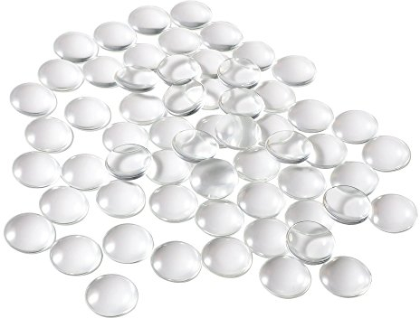 HAUTOCO 60 Stück Glas Cabochons Set, 25mm Klare Runde Glas Cabochons, Glaskuppel für DIY Schmuck Basteln die Herstellung Kamee-Anhänger, Fotoschmuck, Halsketten