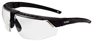 Gafas de seguridad Uvex by Honeywell Avatar, marco negro con lente transparente y revestimiento duro antiarañazos (S2850)