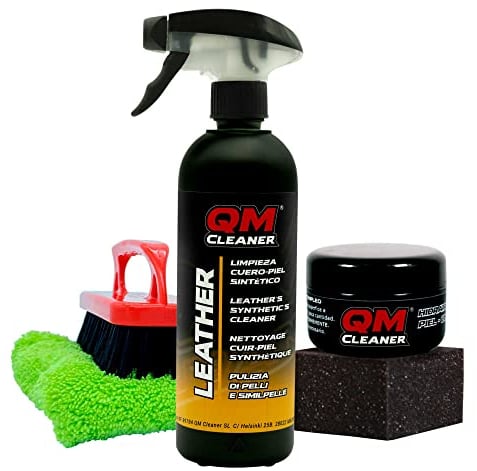 QM Cleaner Nettoyage et hydratation du Cuir. Entretien et Nettoyage des revêtements de Voiture, des fauteuils de canapé en Cuir. Nettoie et Hydrate (Kit)